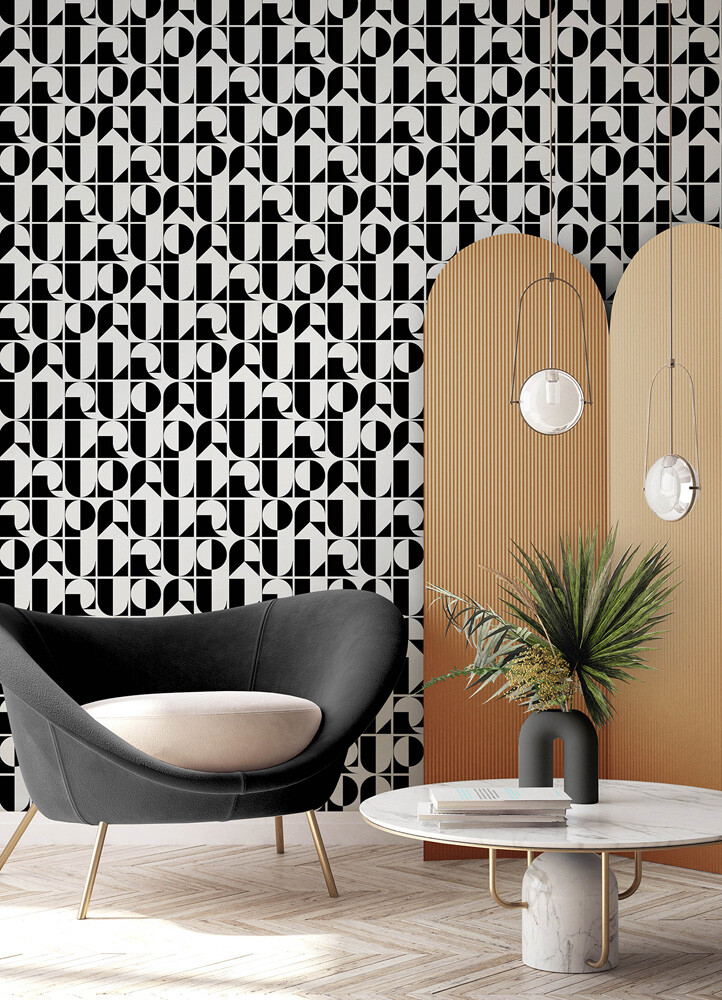 RuDeco Black Peel & Stick Wallpaper