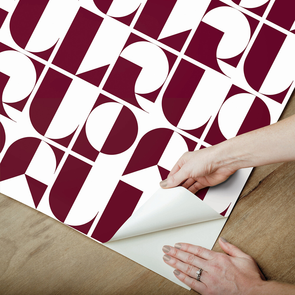 RuDeco Oxblood Red Peel & Stick Wallpaper